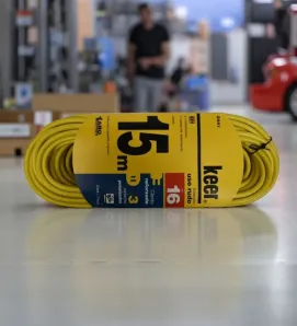 Extensión Eléctrica Keer 2441 – 15 metros, 3 contactos, uso rudo