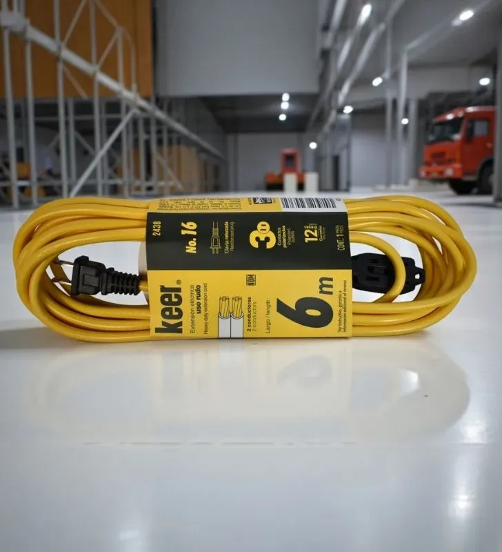 Extensión Eléctrica Keer 2438 – 6 metros, 3 contactos, uso rudo