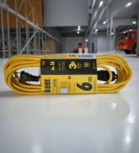 Extensión Eléctrica Keer 2438 – 6 metros, 3 contactos, uso rudo