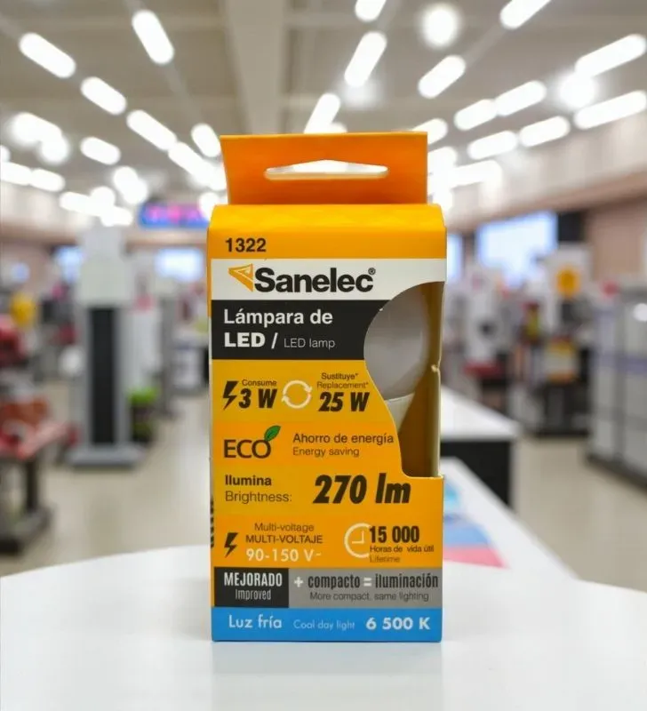 Foco LED 3W 6500K Santul modelo 1322 – Luz blanca fría, base E27