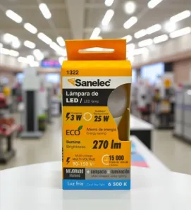 Foco LED 3W 6500K Santul modelo 1322 – Luz blanca fría, base E27