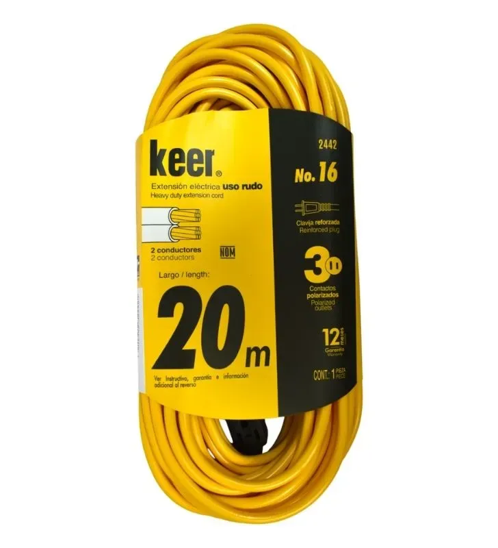 Extensión de Uso Rudo Santul 2442 – 20 metros, 3 contactos, 7 A