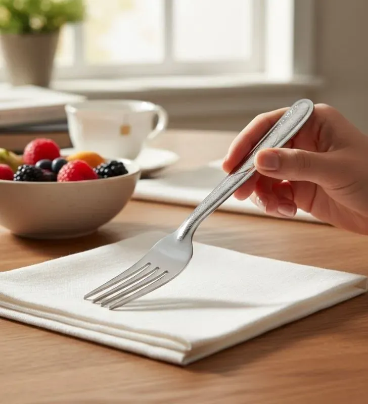 Tenedor de Mesa Lirios Facusa – Acero Inoxidable Decorado