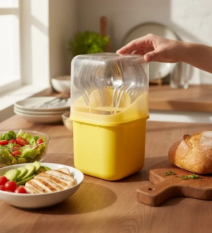 Portacubiertos con división y tapa – Europlast