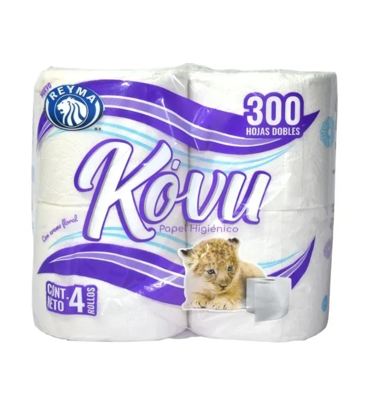 Papel Higiénico Kovu 300H – 4 Rollos Reyma