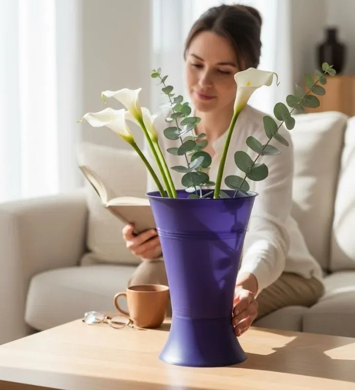 Florero Jazmín Combinado Boris – Plástico tipo mimbre