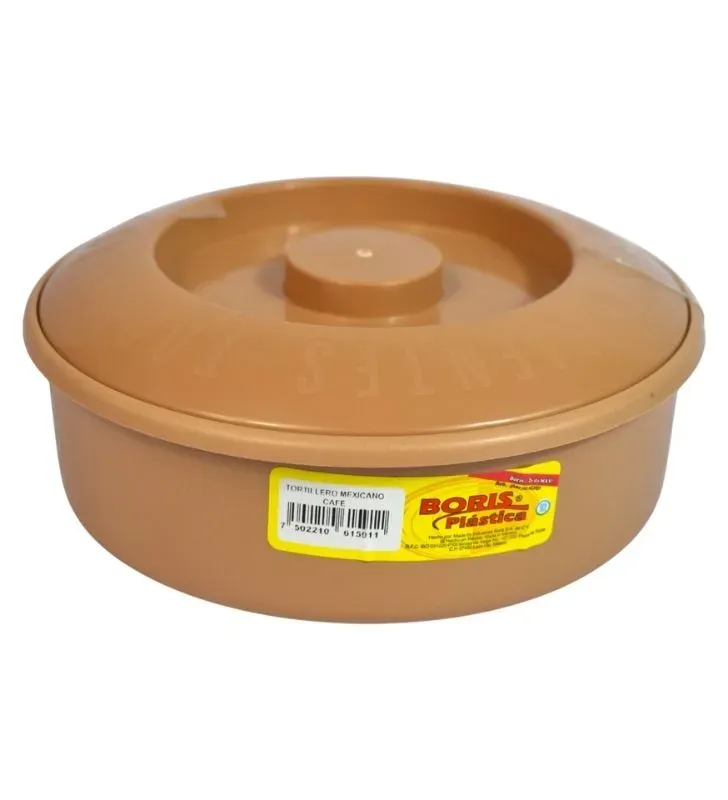 Tortillero Mexicano Café Boris – 19 cm, Plástico Resistente