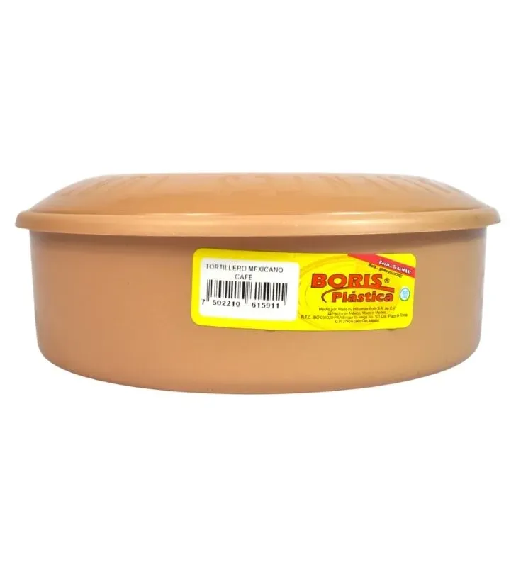 Tortillero Mexicano Café Boris – 19 cm, Plástico Resistente