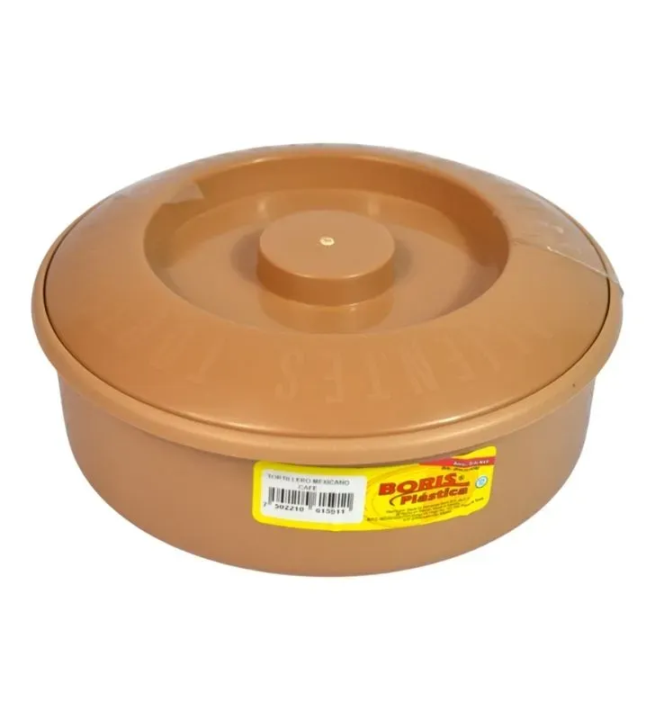 Tortillero Mexicano Café Boris – 19 cm, Plástico Resistente