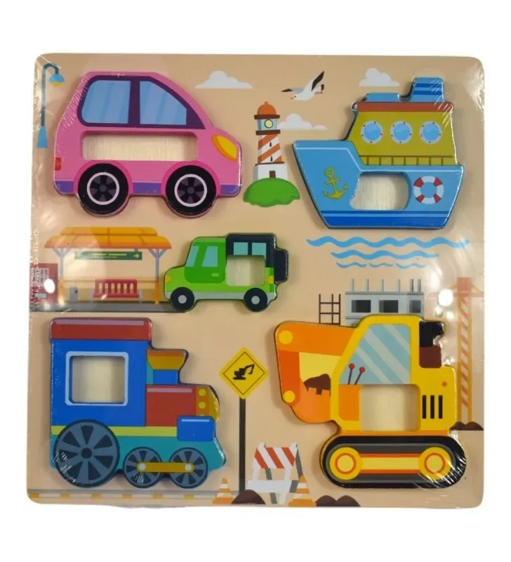 Rompecabezas de Madera 8359Y – Diseños de Animalitos del Mar, Dinosaurios y Autos