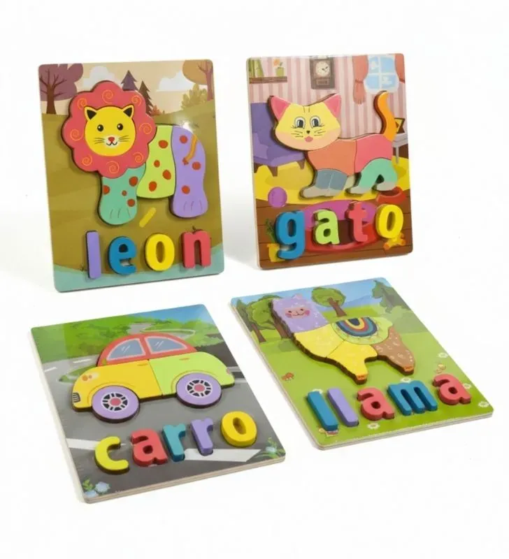 Rompecabezas de Madera Educativo con Encastre de Letras para Niños