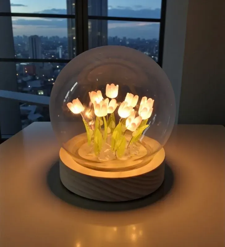 Lámpara de Flor de Cristal 8016Y – Ilumina tu espacio con elegancia