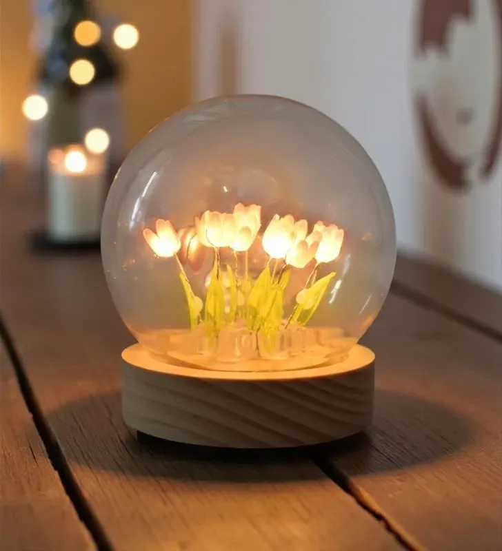 Lámpara de Flor de Cristal 8016Y – Ilumina tu espacio con elegancia