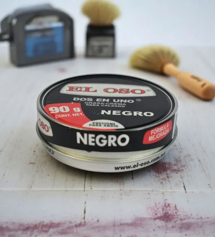 El Oso Dos en Uno Negra 90 g – Grasa-Crema para Calzado