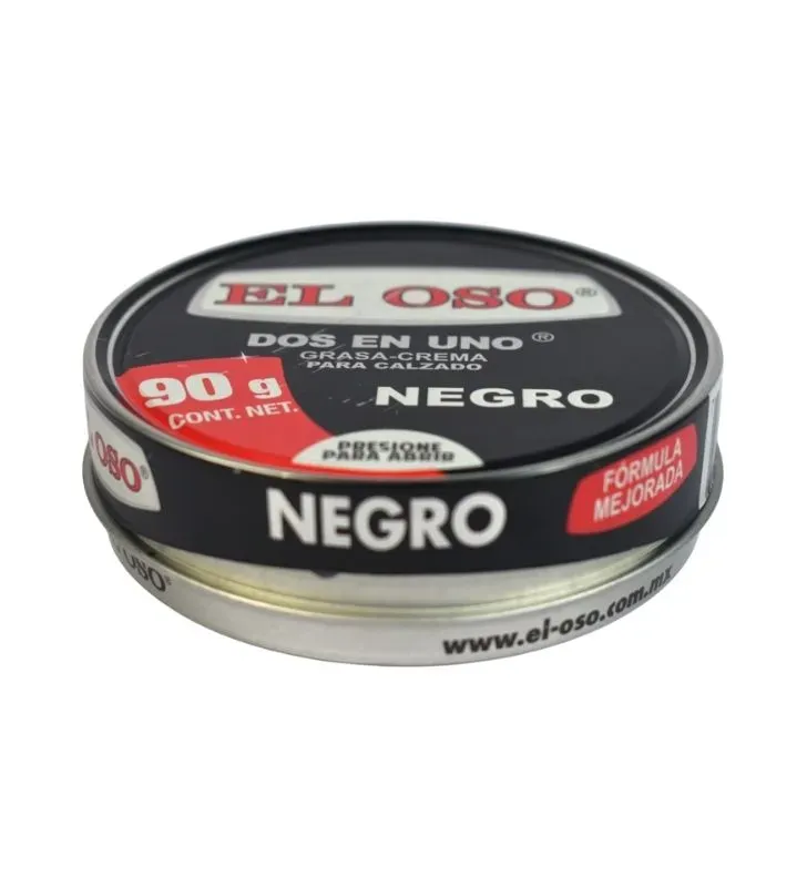 El Oso Dos en Uno Negra 90 g – Grasa-Crema para Calzado