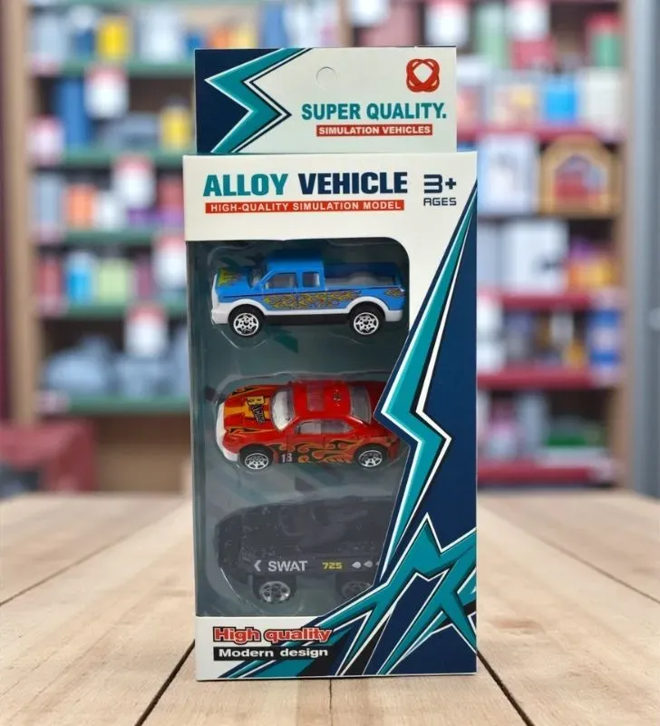Set de Carros de Juguete CM-7450B – 3 Piezas (SWAT, Coche, Camioneta)