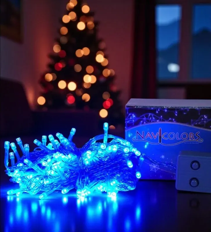 Luz musical azul Navicolors L562230 – 140 LEDs Cable Azul para Árbol de Navidad