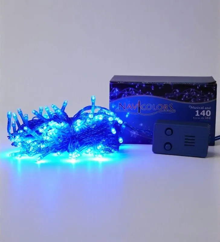Luz musical azul Navicolors L562230 – 140 LEDs Cable Azul para Árbol de Navidad