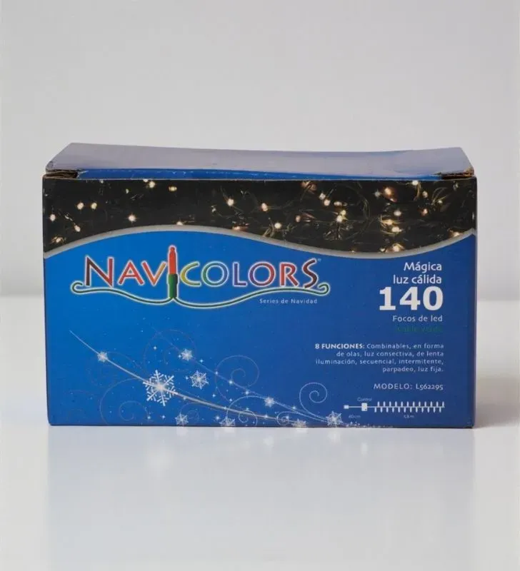 Luz cálida Navicolors L562295 – 140 LEDs Cable Verde para Árbol de Navidad