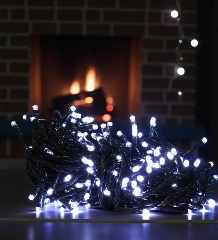 Luz Navicolors L562328 – 200 LEDs Blanca Cable Verde para Árbol de Navidad