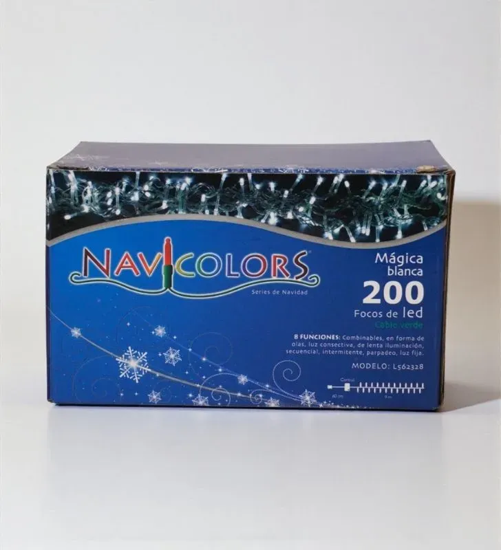Luz Navicolors L562328 – 200 LEDs Blanca Cable Verde para Árbol de Navidad