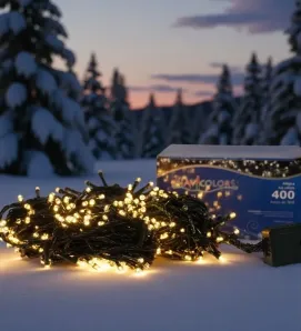 Luz Navicolors L562311 – 400 LEDs Cálida Cable Verde para Árbol de Navidad