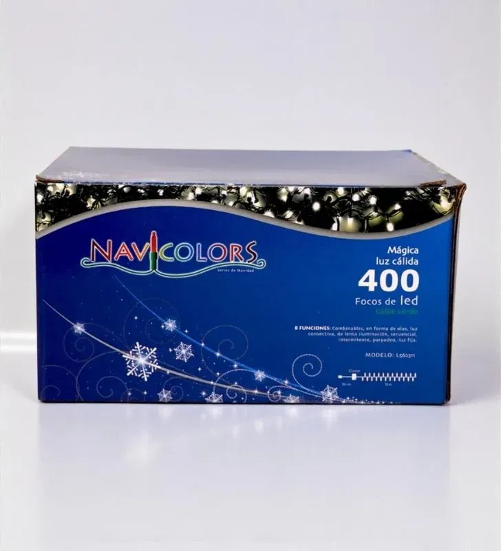 Luz Navicolors L562311 – 400 LEDs Cálida Cable Verde para Árbol de Navidad