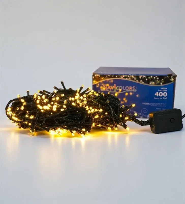 Luz Navicolors L562311 – 400 LEDs Cálida Cable Verde para Árbol de Navidad