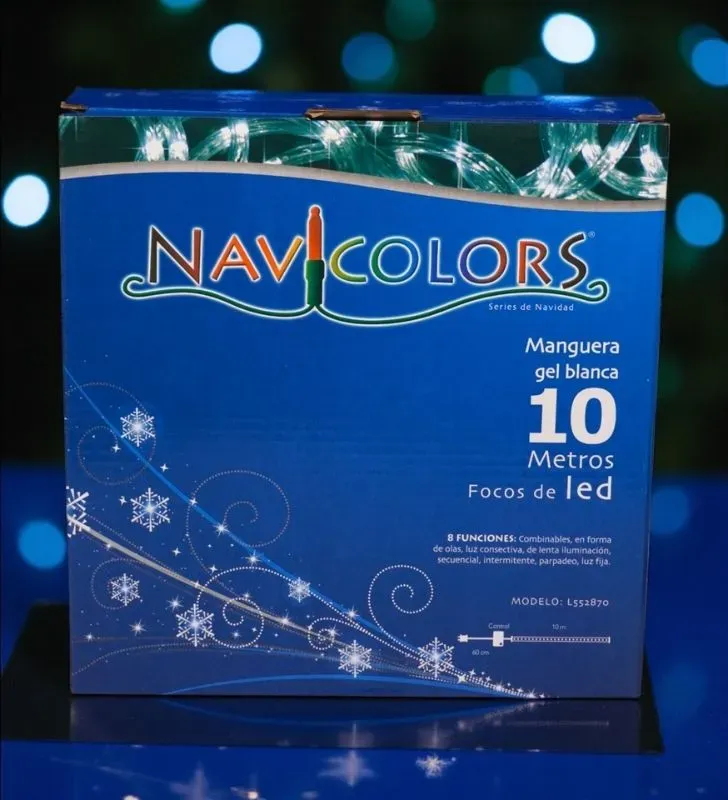 Manguera LED Navicolors L552870 – 10 m Blanco Gel para Decoración Navideña