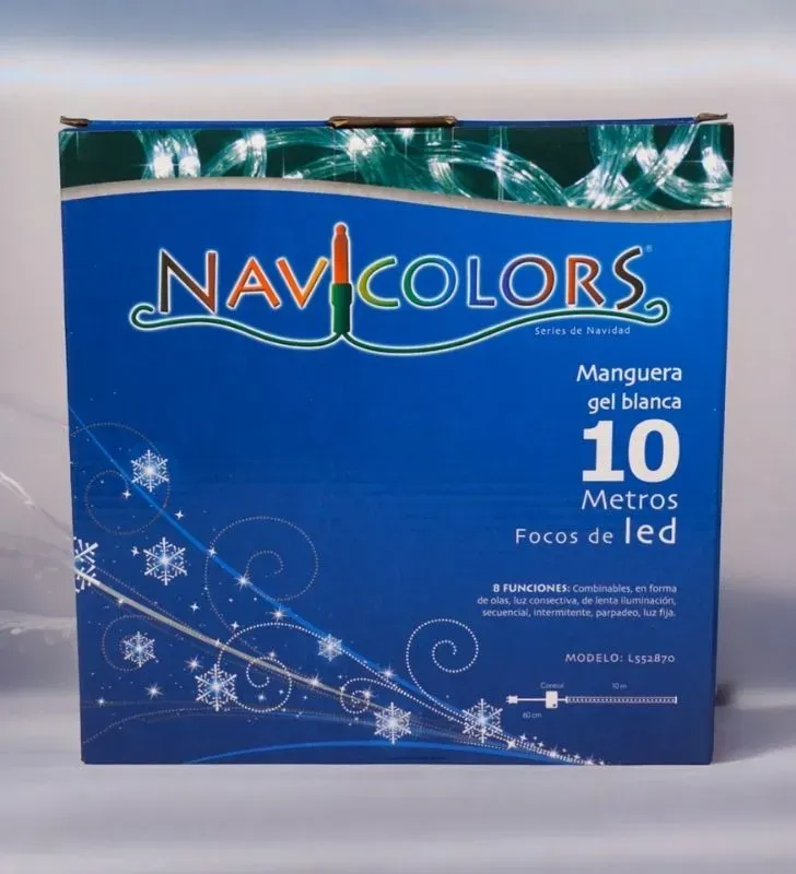 Manguera LED Navicolors L552870 – 10 m Blanco Gel para Decoración Navideña