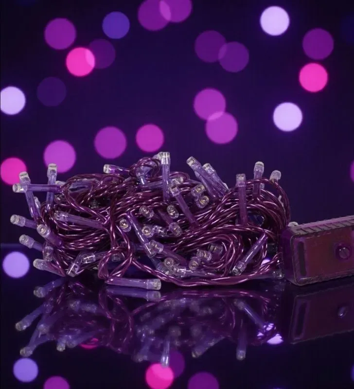 Luces Navicolors L562276 – 100 LEDs Moradas Cable Morado para Decoración Navideña