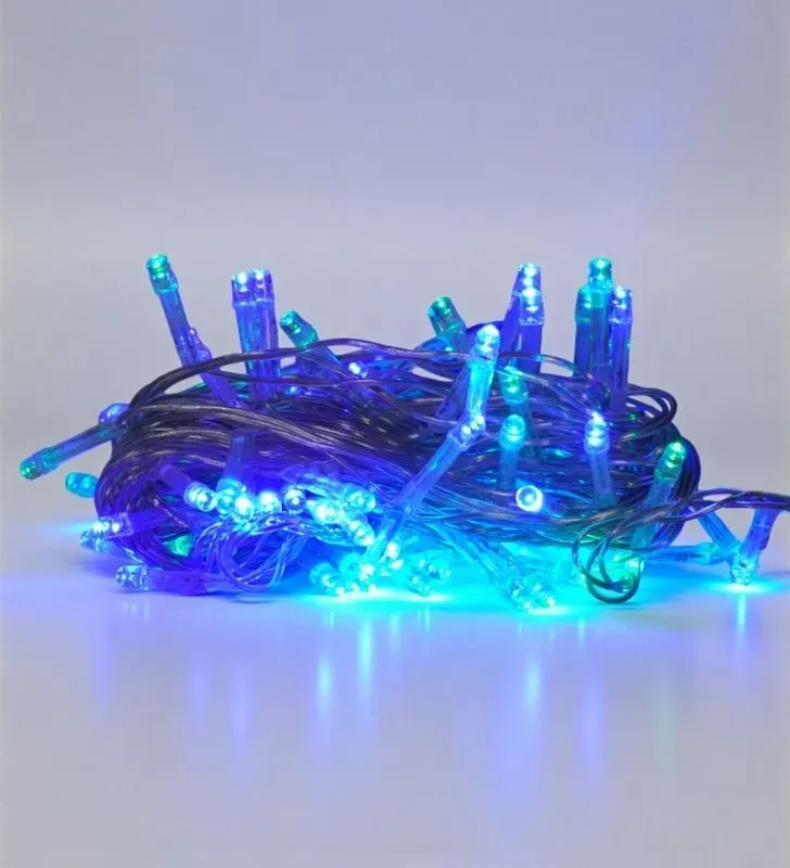 Luz Navicolors L562280 – 100 LEDs Azul/Verde Cable Transparente para Navidad