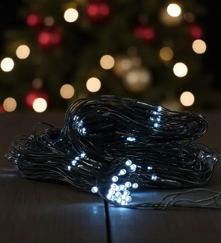 Red Navicolors L562284 – 160 LEDs Blanco Frío Cable Verde para Decoración Navideña