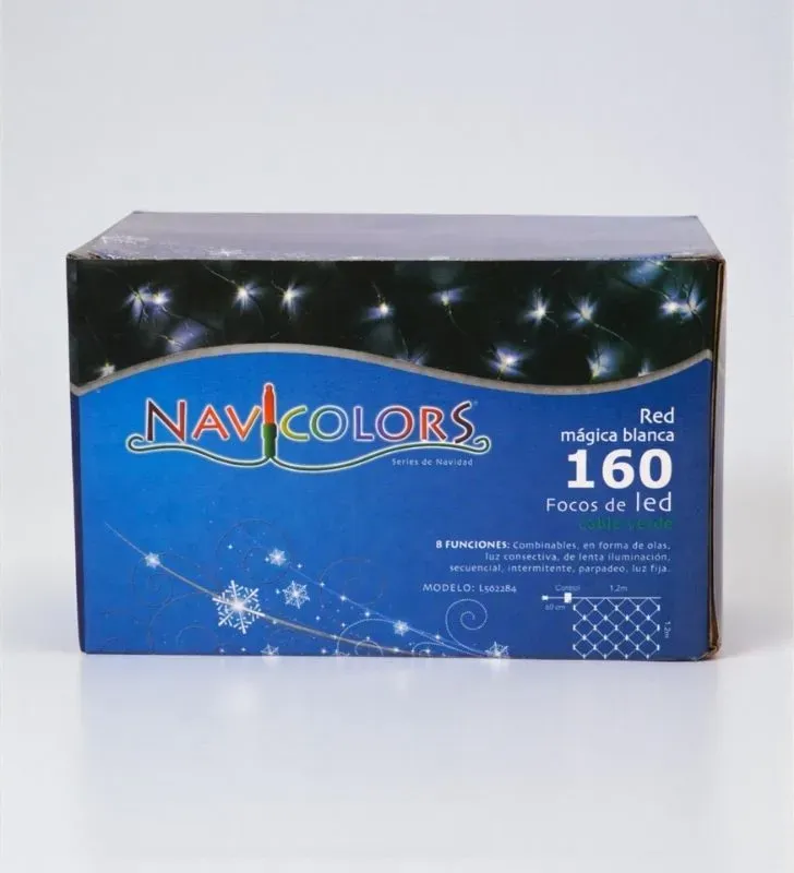 Red Navicolors L562284 – 160 LEDs Blanco Frío Cable Verde para Decoración Navideña