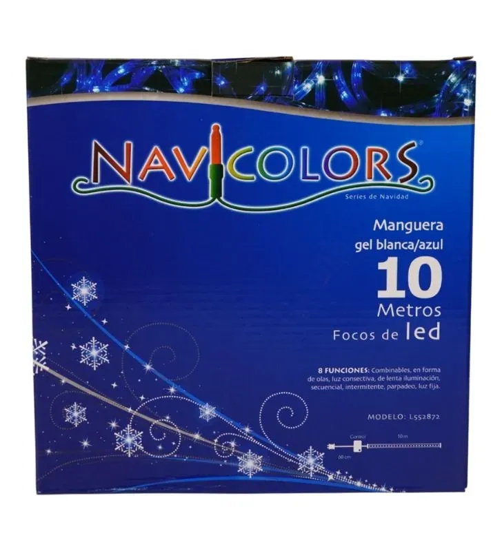 Manguera LED Navicolors L552872 – 10 m Blanco/Azul para Decoración Navideña