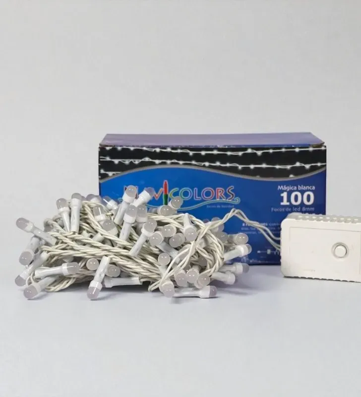 Serie Navideña Blanca Navicolors L573076 – 100 LED Luz Blanca Cable Blanco
