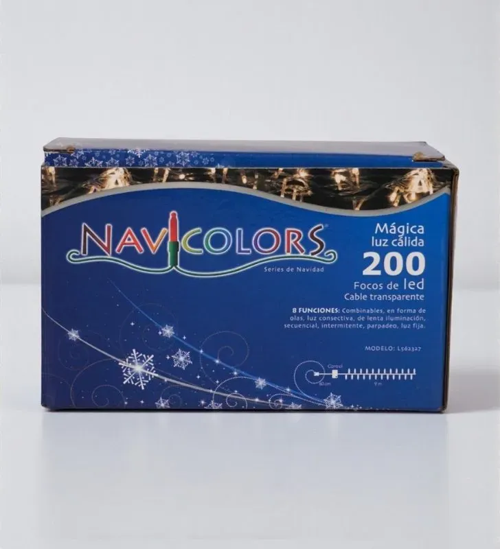 Luz Navicolors L562327 – 200 LEDs Luz Cálida Cable Transparente para Árbol de Navidad