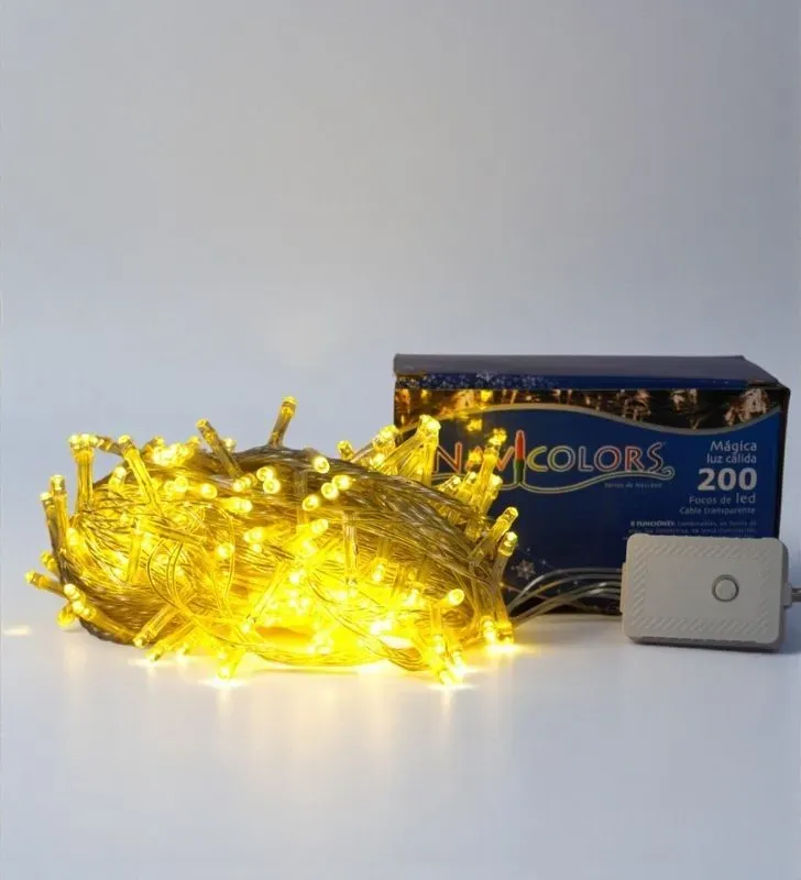 Luz Navicolors L562327 – 200 LEDs Luz Cálida Cable Transparente para Árbol de Navidad