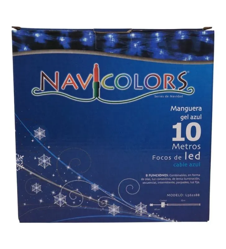 Manguera LED Navicolors L562288 – 10 m Luz Azul Cable Azul para Decoración Navideña