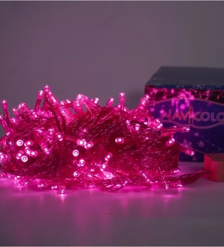Manguera LED Navicolors L554414 – 13 m Luz Rosa Cable Rosa para Decoración Navideña