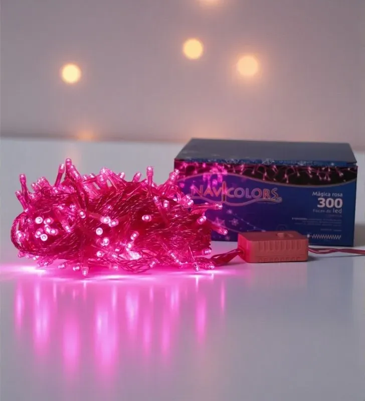 Manguera LED Navicolors L554414 – 13 m Luz Rosa Cable Rosa para Decoración Navideña