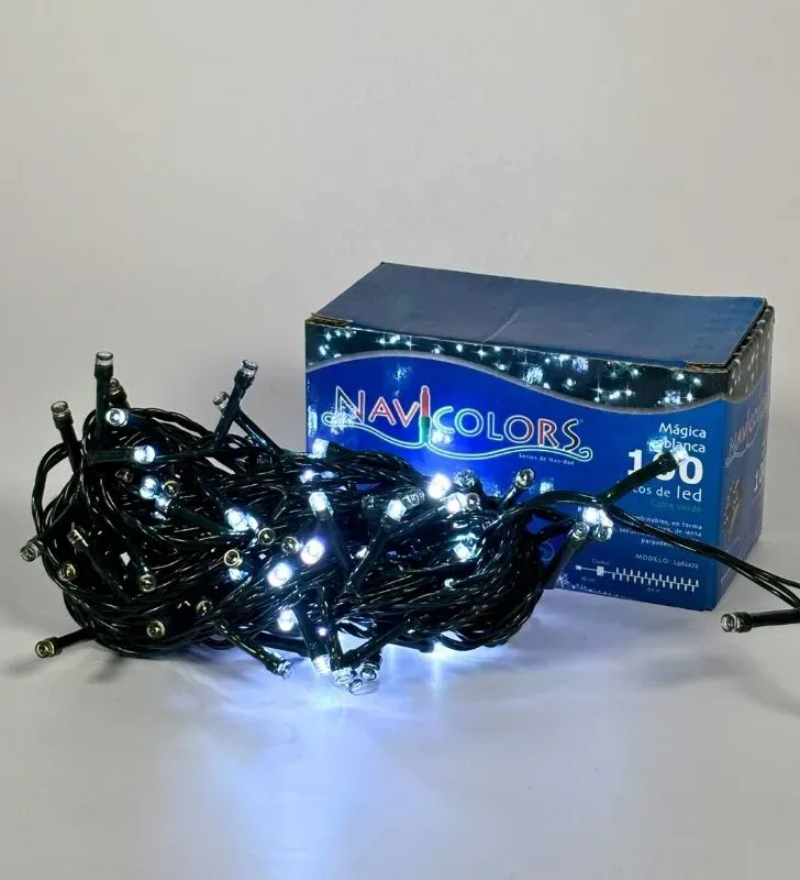 Luz LED Navicolors L562272 – 7 m Luz Blanca Cable Verde para Decoración Navideña
