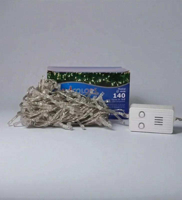 Serie Navideña Verde Navicolors L573085 – 140 LED Musical Multicolor Cable Transparente