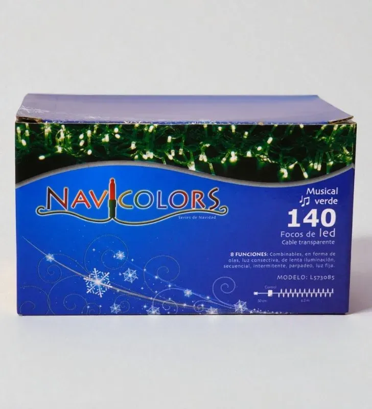 Serie Navideña Verde Navicolors L573085 – 140 LED Musical Multicolor Cable Transparente