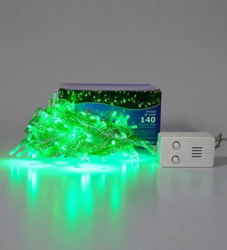 Serie Navideña Verde Navicolors L573085 – 140 LED Musical Multicolor Cable Transparente