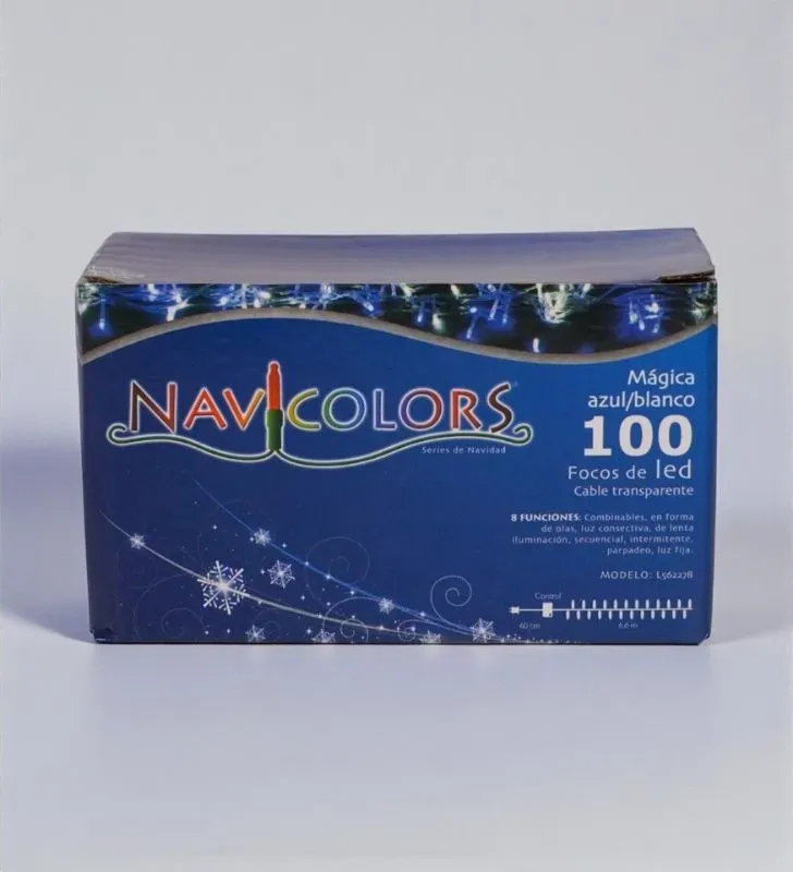 Serie de Luces LED Azul/Blanco Navicolors L562278 – 100 Focos, 6.6m, 8 Modos