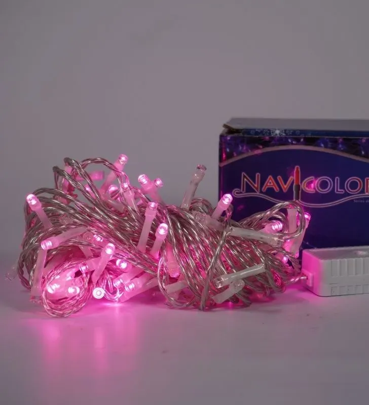 Serie de Luces LED Azul/Rosa Navicolors L562279 – 100 Focos, 6.6 m, 8 Modos