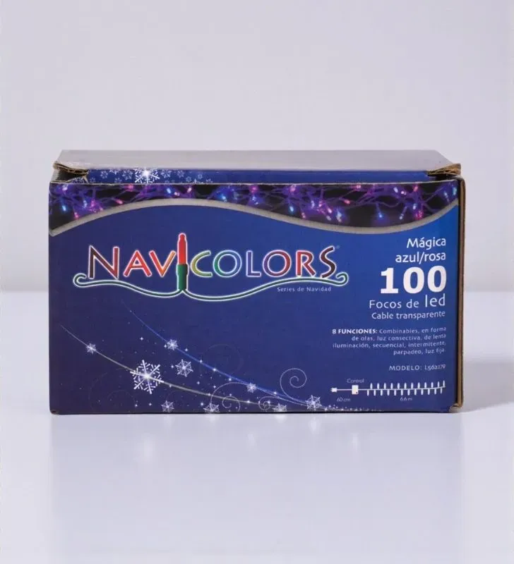 Serie de Luces LED Azul/Rosa Navicolors L562279 – 100 Focos, 6.6 m, 8 Modos