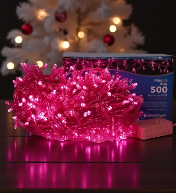 Serie de Luces LED Rosa Navicolors L562214 – 500 Focos, 25m, 8 Modos