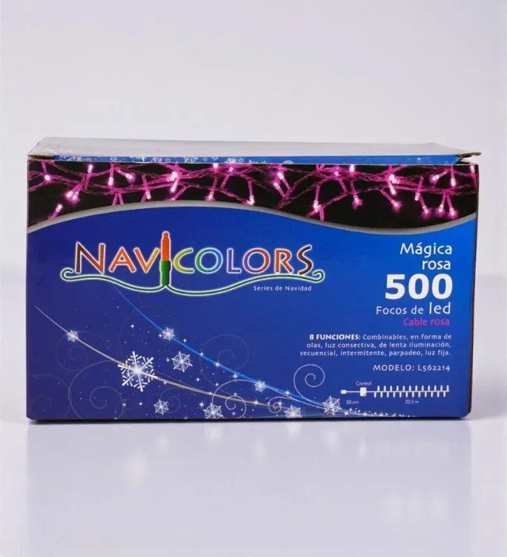 Serie de Luces LED Rosa Navicolors L562214 – 500 Focos, 25m, 8 Modos